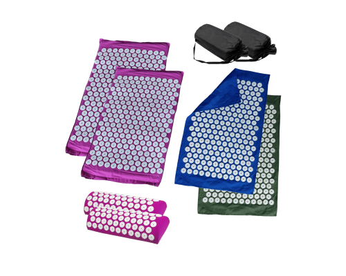 Комплект: 2 Аппликатора Кузнецова комплект ФИОЛЕТОВЫЕ (2 подушки +2 коврика ) +2 ЧЕХЛА +2 коврика однослойных синий+оливковый