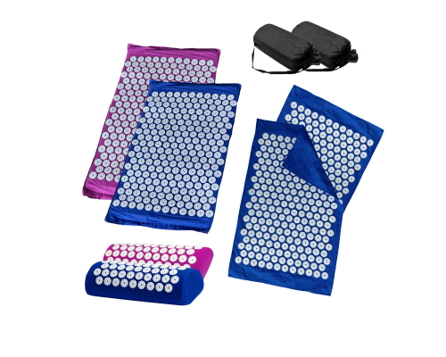 Комплект: 2 Аппликатора Кузнецова комплект СИНИЙ+ФИОЛЕТОВЫЙ (2 подушки +2 коврика ) +2 ЧЕХЛА +2 коврика однослойных синих