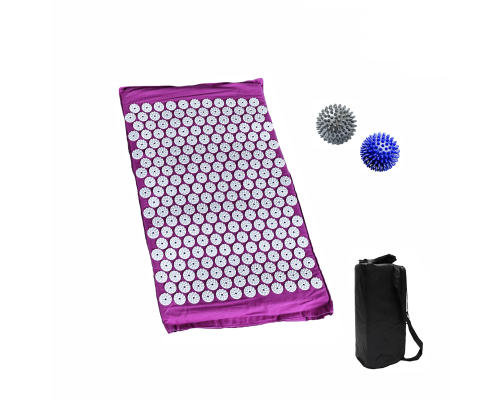 Коврик фиолетовый+поролон+ЧЕХОЛ+ 2 мяча синий и серый