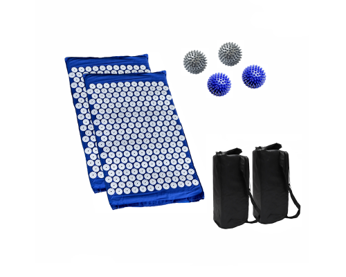Комплект: 2 коврика синих +поролон+ 2 ЧЕХЛА+4 мяча (2 синих и 2 серых)