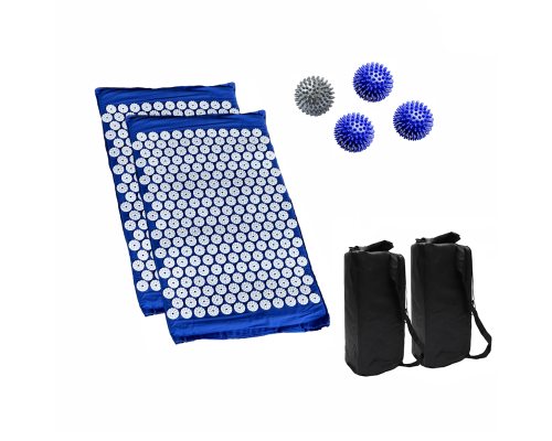 Комплект: 2 коврика синих +поролон+ 2 ЧЕХЛА+4 мяча (3 синих и 1 серый)