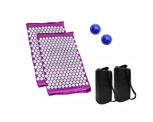 Комплект: 2 коврика фиолетовых +поролон+ 2 ЧЕХЛА+ 2 мяча синих
