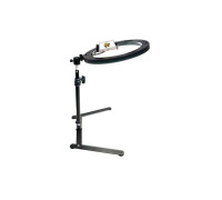 Настольная стойка держатель SL-27X с кольцевой LED лампой 26 см для горизонтальной съемки