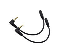 Переходник угловой Mini Jack 3.5 мм (F) 3 pin - 3.5 мм (M) 4 pin, в комплекте 2 шт.