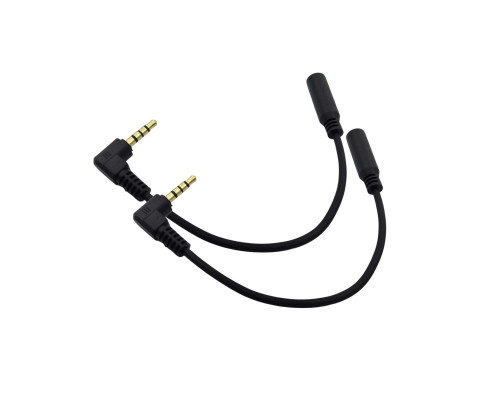 Переходник угловой Mini Jack 3.5 мм (F) 3 pin - 3.5 мм (M) 4 pin, в комплекте 2 шт.