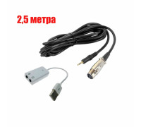 Кабель XLR-Jack 3.5 для микрофона 2.5 м и адаптер с двумя разъемами mini-jack 3.5 мм, 9 см