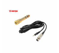 Кабель XLR для микрофона 1.5 м с переходником Jack 3.5 мм на Jack 6.3 мм