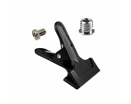 Держатель-прищепка PR-3/8M с винтом 1/4 и переходником с внешней резьбой 3/8