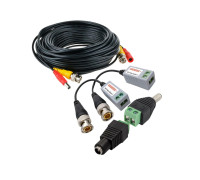 Кабель комбинированный для видеонаблюдения BNC/DC-BNC/DC, 10 метров, с VTT HD UTP BALUN приемо-передатчиками по витой паре AHD/CVI/TVI с переходниками DC (папа) и DC (мама) с клеммными колодками