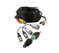 Кабель комбинированный для видеонаблюдения BNC/DC-BNC/DC, 20 метров, с VTT HD UTP BALUN приемо-передатчиками по витой паре AHD/CVI/TVI с переходниками DC (папа) и DC (мама) с клеммными колодками