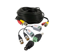 Кабель комбинированный для видеонаблюдения BNC/DC-BNC/DC, 40 метров, с VTT HD UTP BALUN приемо-передатчиками по витой паре AHD/CVI/TVI с переходниками DC (папа) и DC (мама) с клеммными колодками