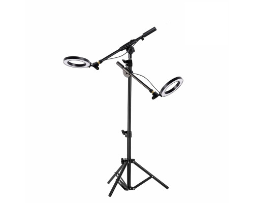 Напольный светильник JLG-2 в виде двух светодиодных ламп диаметром 16 см на штативе JBH