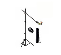 Напольная стойка для кольцевой лампы LS-G18CB на усиленном штативе (LS8806) с крючком для противовеса для съемки сверху с держателем для телефона, кнопкой Bluetooth и сумкой для переноски