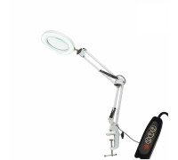 Настольная светодиодная лампа лупа LN-33W на усиленной струбцине, белая