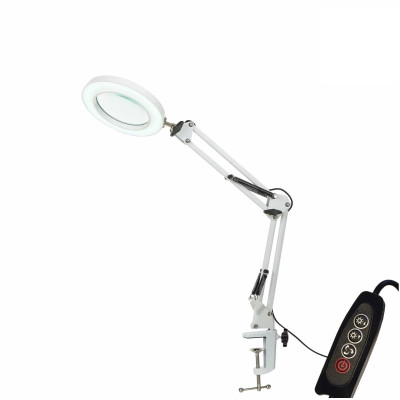 Настольная светодиодная лампа лупа LN-33W на усиленной струбцине, белая