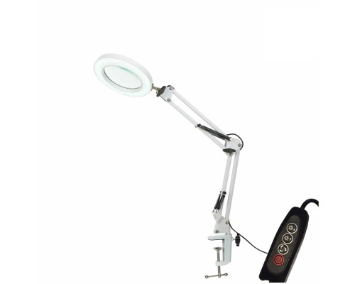 Настольная светодиодная лампа лупа LN-33W на усиленной струбцине, белая