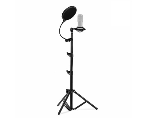 Напольная стойка JBH-G146 с держателем для микрофона паук и поп-фильтром 15.5 см