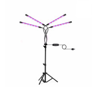 Фитолампа светодиодная, светильник для растений на штативе FL-JBH-P с пультом на проводе, 4 панели