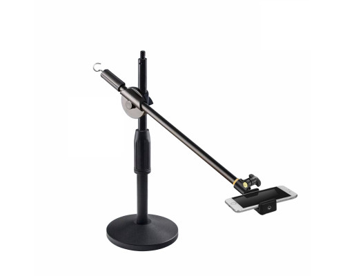 Настольная стойка для горизонтальной съемки сверху ZM-PRO63PH с держателем для телефона на пластиковом шарнире и крючком для противовеса