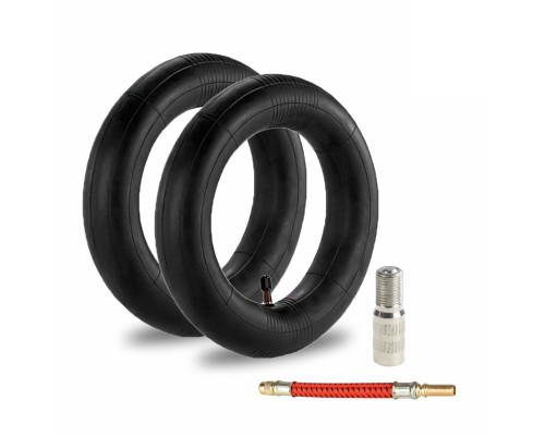 Комплект: 2 камеры для электросамоката Xiaomi, резиновые, размер 8 1/2"x 2", удлинитель ниппеля и красный шланг для насоса подкачки шин