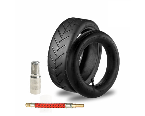 Камера с покрышкой для электросамоката Xiaomi, резиновая, размер 8 1/2"x 2", удлинитель ниппеля и красный шланг для насоса подкачки шин