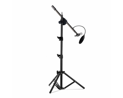 Напольная стойка для микрофона журавль MCPro-35P с поп-фильтром диаметром 15.5 см