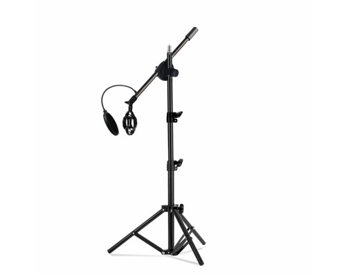 Напольная стойка для микрофона журавль MCPro-35P с пластиковым держателем паук и поп-фильтром