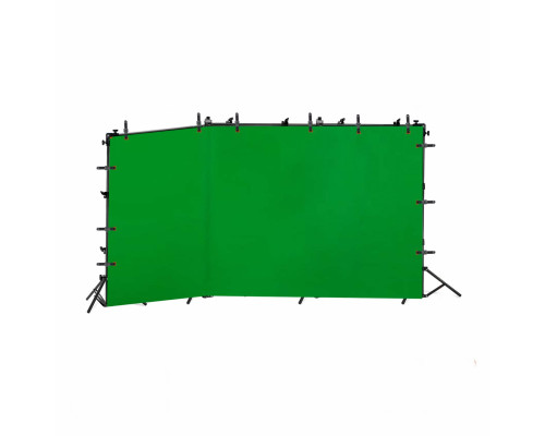 Переносной каркас KF-450ZFP с регулировкой по высоте до 200 см и ширине до 450 см с возможностью поворота горизонтальной планки c фотофоном 2х4 м и прищепками