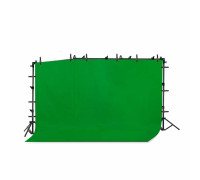 Переносной каркас KF-450ZFP-25 с регулировкой по высоте до 200 см и ширине до 450 см с возможностью поворота горизонтальной планки c фотофоном 2.5х4 м и прищепками