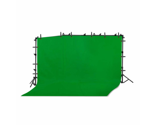 Переносной каркас для фотофона KF-450ZFP-3 с регулировкой по высоте до 200 см и ширине до 450 см с возможностью поворота горизонтальной планки c фотофоном 3х4 м и прищепками