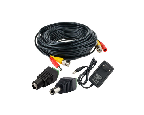 Комплект К-5 для системы видеонаблюдения: кабель BNC/DC 5 м, переходники DC(мама), DC(папа)  и блок питания