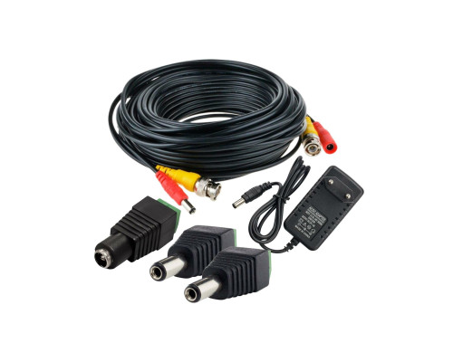 Комплект К-5.2 для системы видеонаблюдения: кабель BNC/DC 5 м, переходники DC(мама), DC(папа)  и блок питания