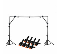 Переносной каркас для фотофона KFUP-280Z с усиленными углами против провисания, высота до 2 м и ширина до 2,80 м, с прищепками