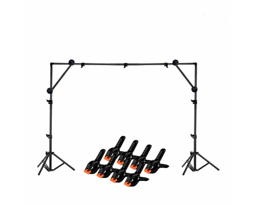 Переносной каркас для фотофона KFUP-280LS на усиленных стойках с креплением на углах против провисания, высота до 2 м и ширина до 2,80 м, с прищепками