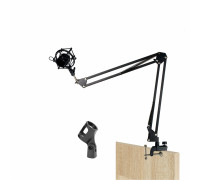 Настольная стойка пантограф KG2S-1203 с усиленной струбциной для горизонтального и вертикального крепления, с металлическим держателем паук для микрофона до 900 г