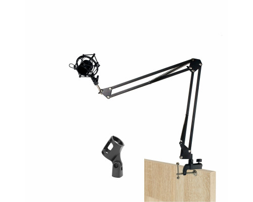 Настольная стойка пантограф KG2S-1203 с усиленной струбциной для горизонтального и вертикального крепления, с металлическим держателем паук для микрофона до 900 г