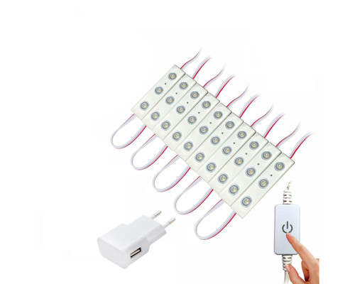 Cветодиодная подсветка SMD-10А с регулировкой яркости, лента из 10 модулей, 30 светодиодов, с адаптером питания