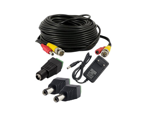 Комплект К-40.2 для системы видеонаблюдения: кабель BNC/DC 40 м, переходники DC(мама), DC(папа)  и блок питания
