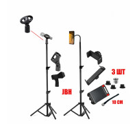 Комплект напольных стоек MTS-6D: штатив с 3 держателями для телефона от 5,7 см и для планшета до 25 см и микрофонная стойка с 3 держателями для микрофона