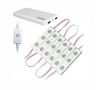 Cветодиодная подсветка SMD-6PB с регулировкой яркости, лента из 6 модулей, 18 светодиодов, с внешним аккумулятором 10000 mAh