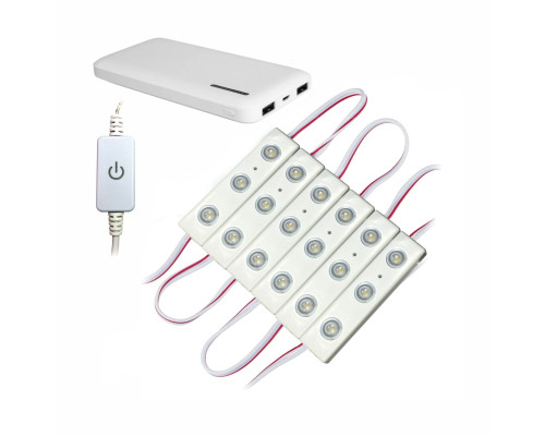 Cветодиодная подсветка SMD-6PB с регулировкой яркости, лента из 6 модулей, 18 светодиодов, с внешним аккумулятором 10000 mAh