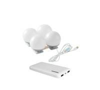 Подсветка для зеркала LM4-PB, 4 лампочки с регулировкой яркости с внешним аккумулятором 10000 mAh