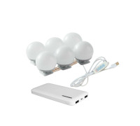 Подсветка для зеркала LM6-PB, 6 лампочек с регулировкой яркости с внешним аккумулятором 10000 mAh