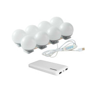 Подсветка для зеркала LM8-PB, 8 лампочек с регулировкой яркости с внешним аккумулятором 10000 mAh