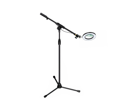 Светодиодная лампа лупа MLN-16 на напольной стойке ML, черная