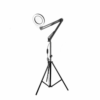 Напольная лампа лупа LN-22L на штативе JBH-U2 светодиодная, черная