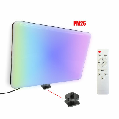 Осветитель RGB PM-26A на пульте управления с регулировкой цвета и яркости с адаптером холодный башмак