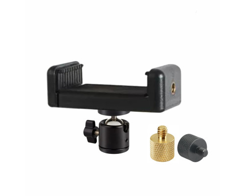 Держатель смартфона LXL-P с шарнирным креплением и переходниками на 3/8"и 5/8" для штативов и микрофонных стоек