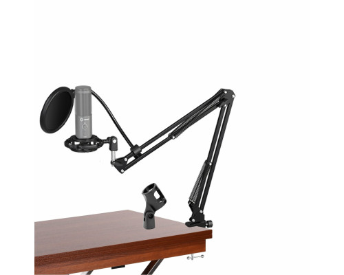Настольная стойка NB-PP10 для микрофона пантограф с держателем паук P1 и поп-фильтром 10 см