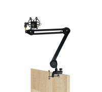 Настольная стойка PT2S-01MP пантограф с держателем для микрофона паук металлический на усиленной струбцине для вертикального и горизонтального крепления